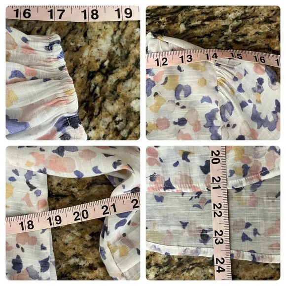 Hope And Harlow Floral Peasent Blouse Womens Ditzy Knit Boho Modest S Modest - Picture 5 of 9